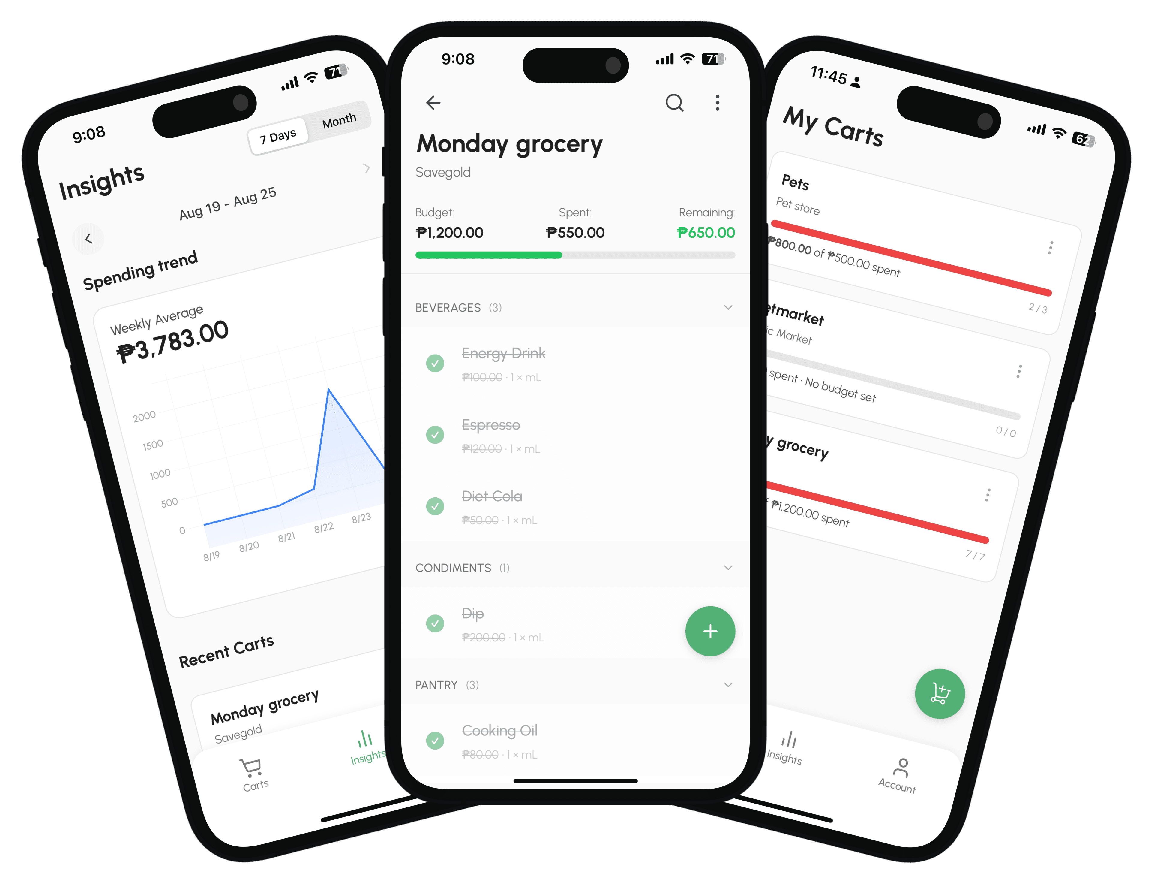 GroceryBudget app on phone